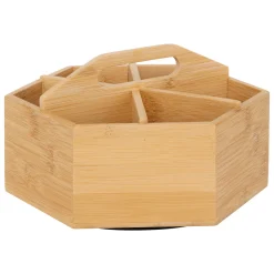 Caja de té giratoria con 6 compartimentos