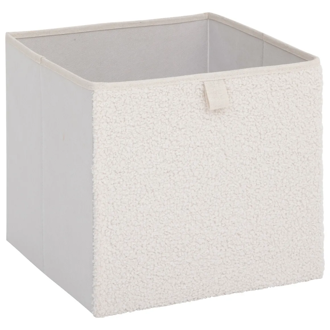 Caja organizadora blanca de bouclé 31x31cm