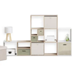 Caja organizadora blanca de bouclé 31x31cm