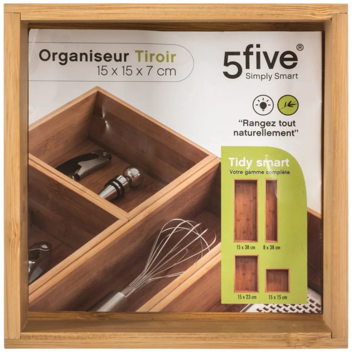 Caja organizadora de bambú 15x15x7Cm