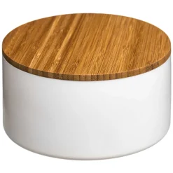 Caja P/ Baño Con Tapa De Bambú Y Espejo