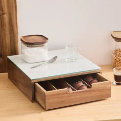 Caja para cápsulas de café de madera de acacia