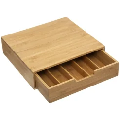 Caja para cápsulas de café con cajón de bambú