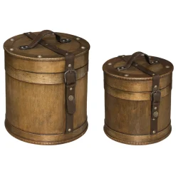 Caja Redonda De Madera 26x25x25Cm