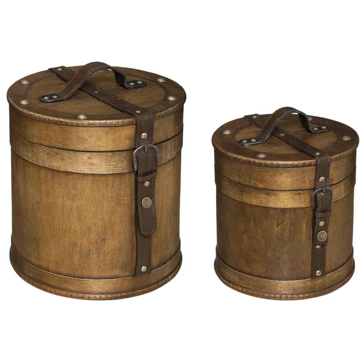 Caja Redonda De Madera 26x25x25Cm