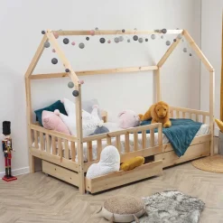 Cama Montessori Natural Con 2 Cajones