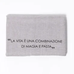 Camino de mesa con frase taupe 50x140cm