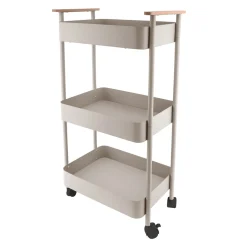 Carrito auxiliar beige con 3 bandejas