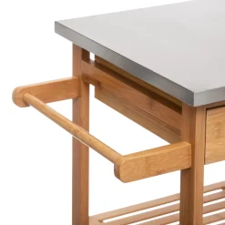 Carrito auxiliar de bambú con 3 cajones