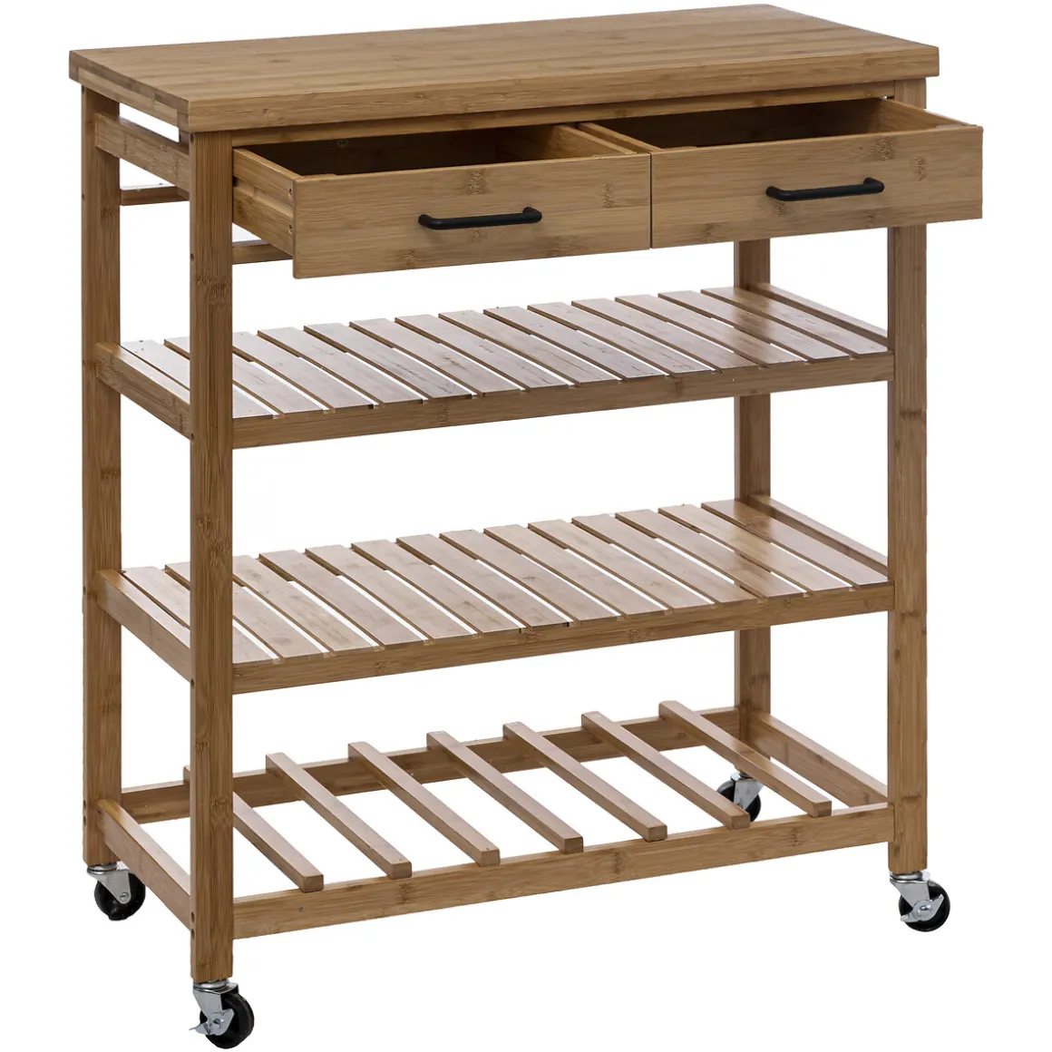 Carrito auxiliar de cocina de bambú c/3 estantes