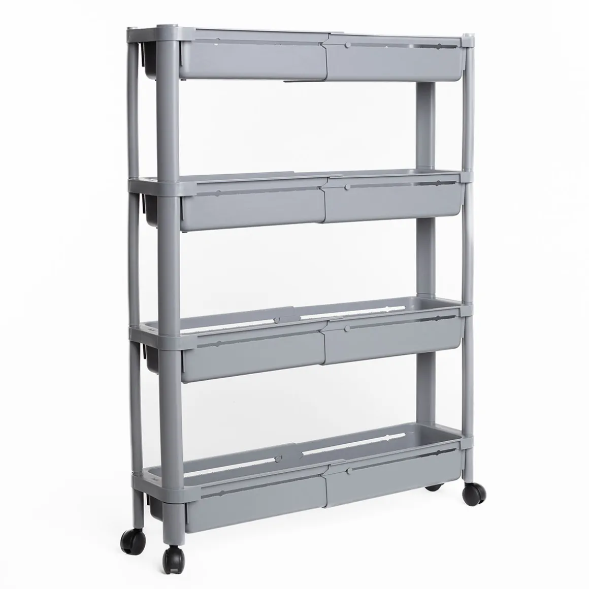 Carrito auxiliar gris extensible con 4 cestos