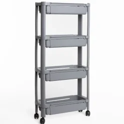 Carrito auxiliar gris extensible con 4 cestos