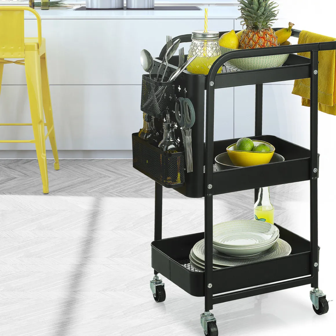 Carrito Auxiliar Metálico Negro