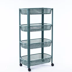 Carrito De Cocina San Marino Verde Con 4 Cestos