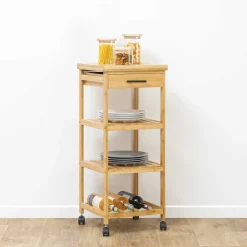Carrito Multiusos De Bambú 3 Estantes