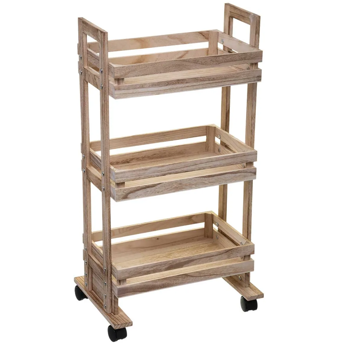 Carro De Almacenaje De Madera C/Ruedas