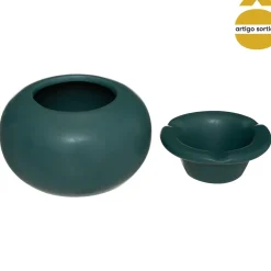 Cenicero Redondo De Cerámica 12.5x8Cm