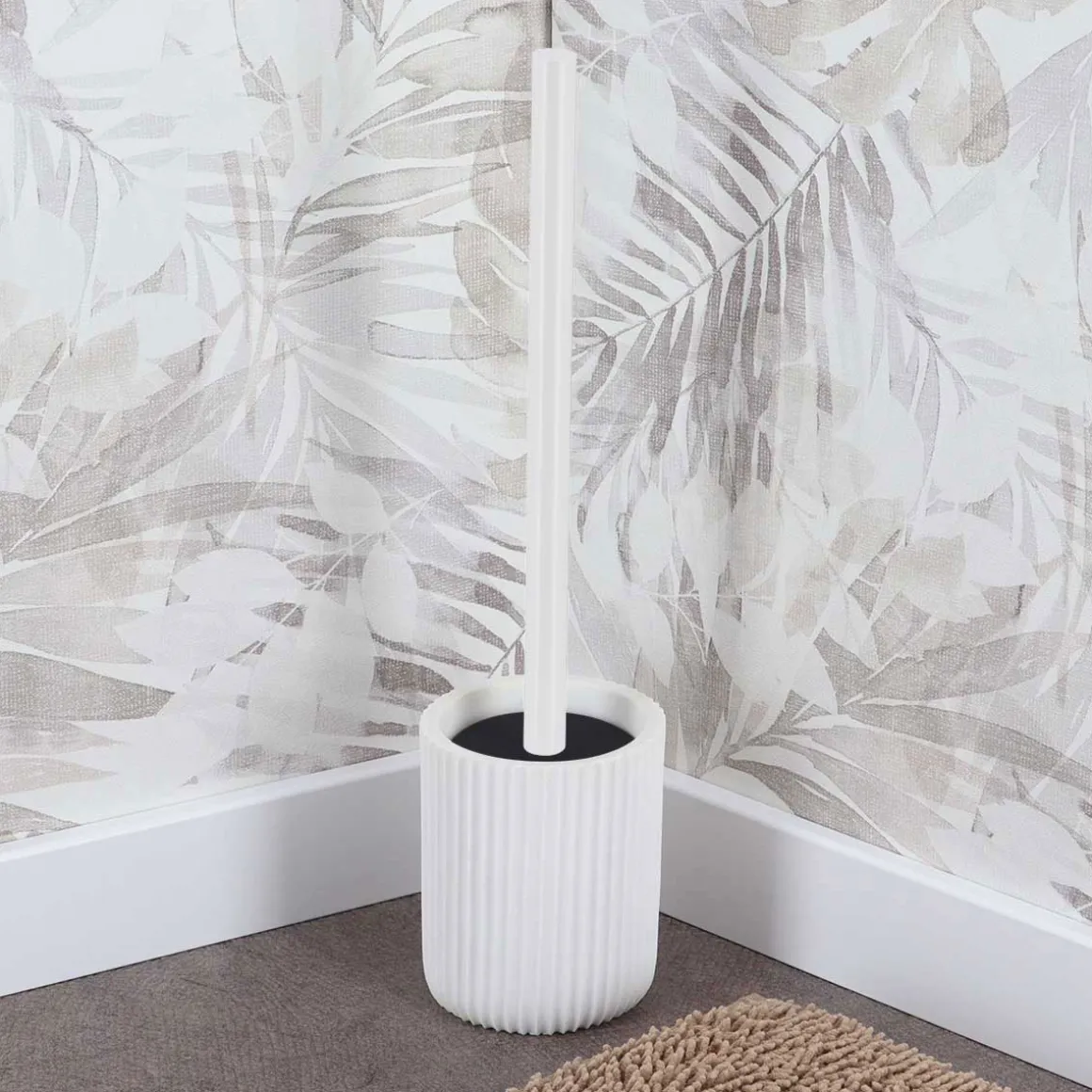 Cepillo WC Blanco Estriado