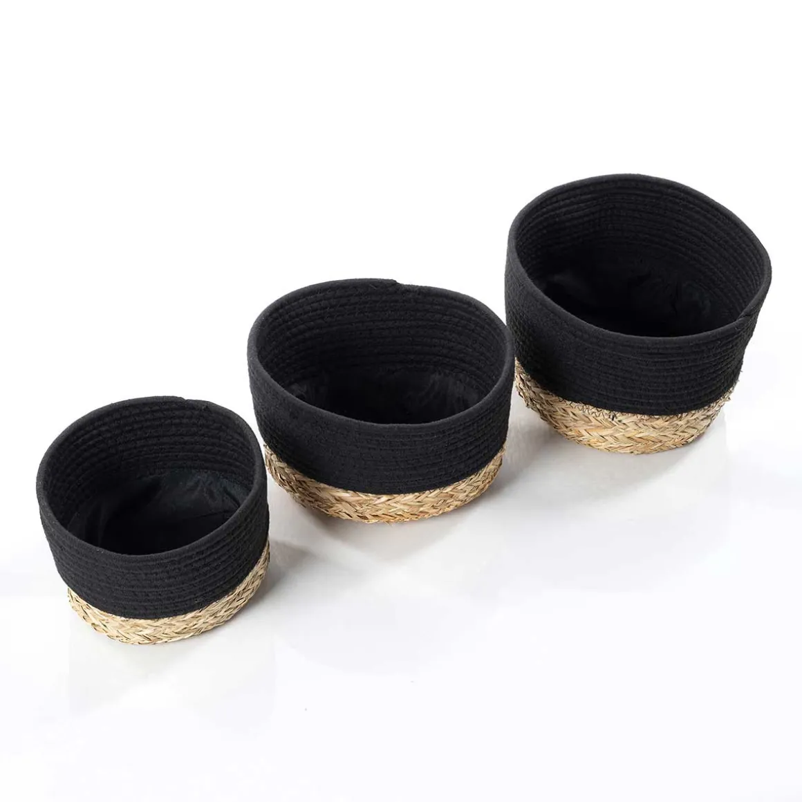 Cesta baño negro natural 20x25cm