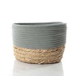 Cesta baño verde caqui y natural 25x32cm