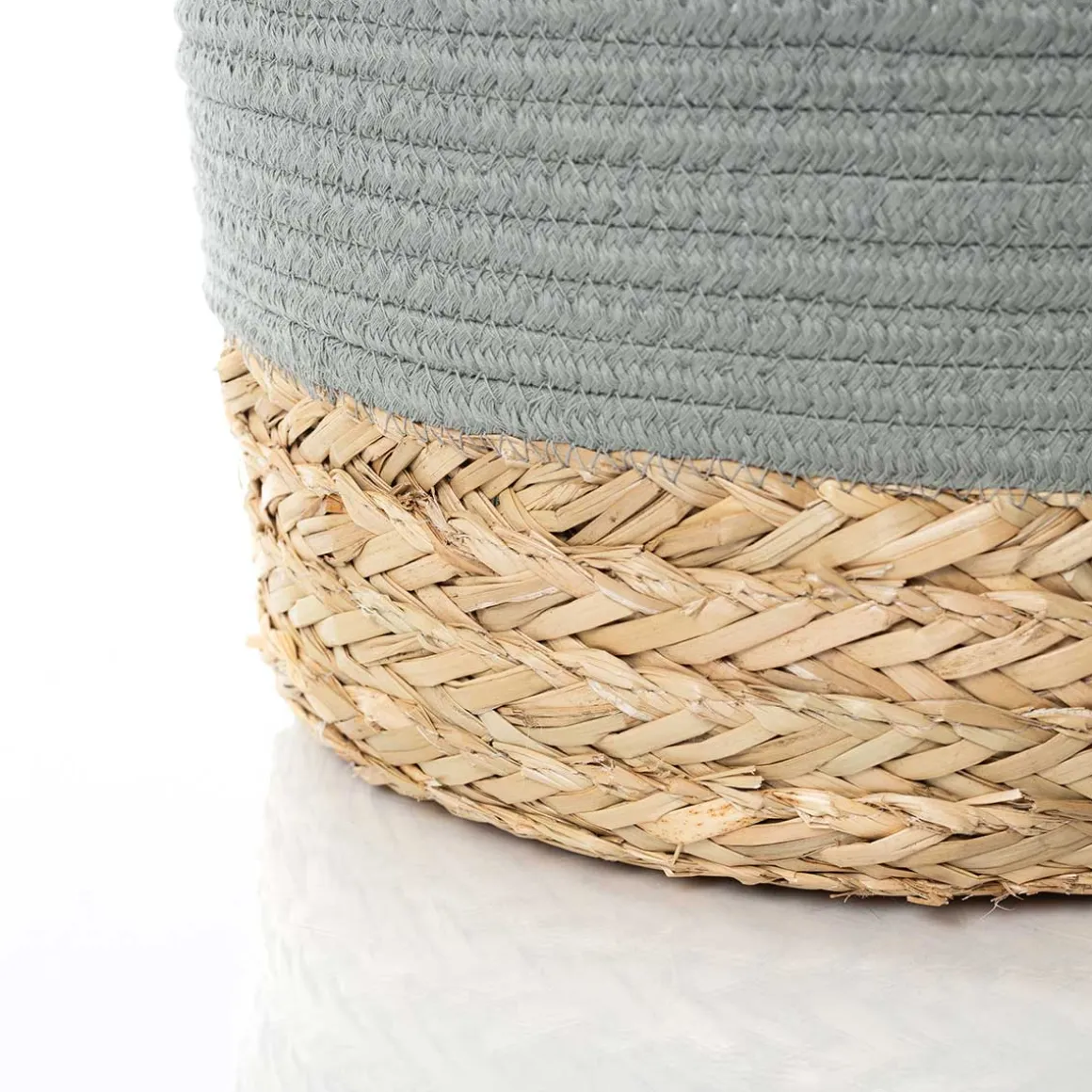 Cesta baño verde caqui y natural 25x32cm