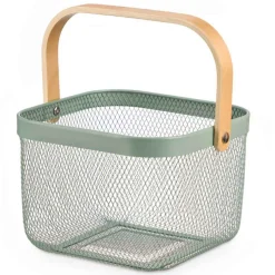 Cesta cuadrada de metal verde