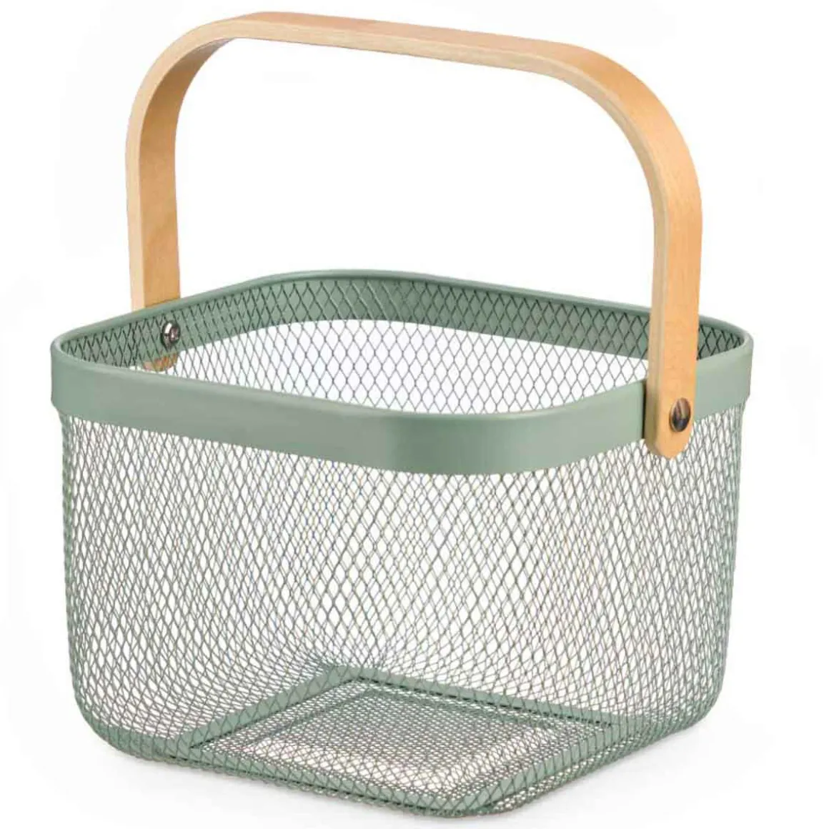 Cesta cuadrada de metal verde