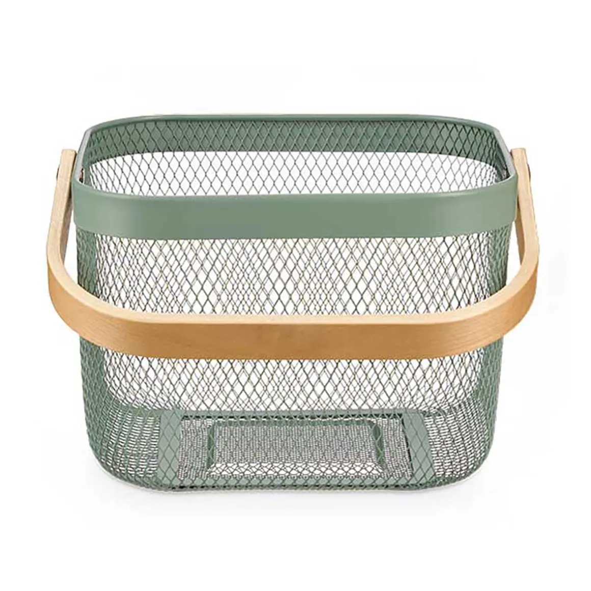 Cesta cuadrada de metal verde