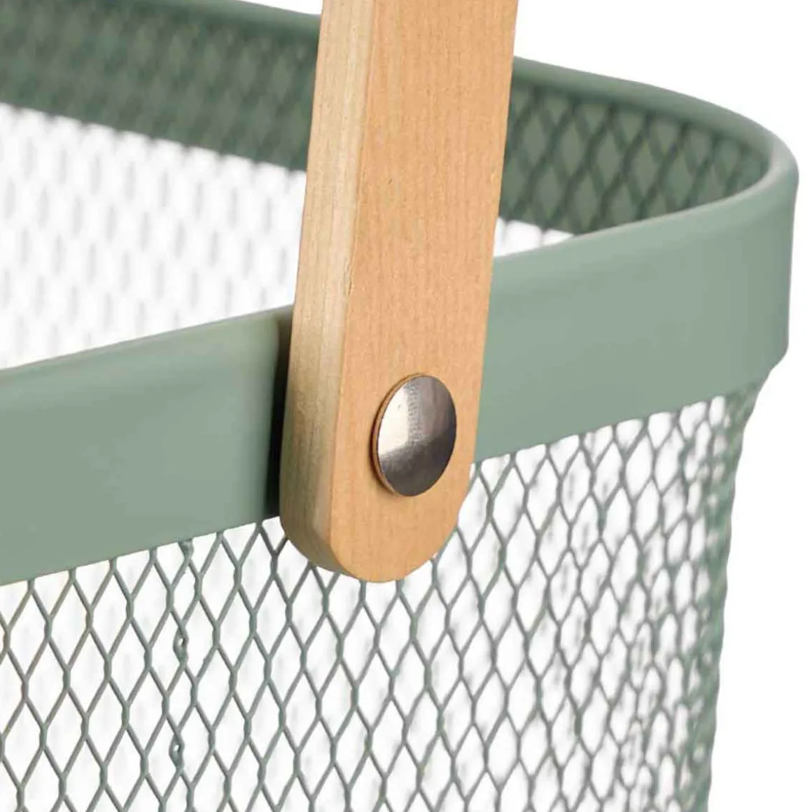 Cesta cuadrada de metal verde