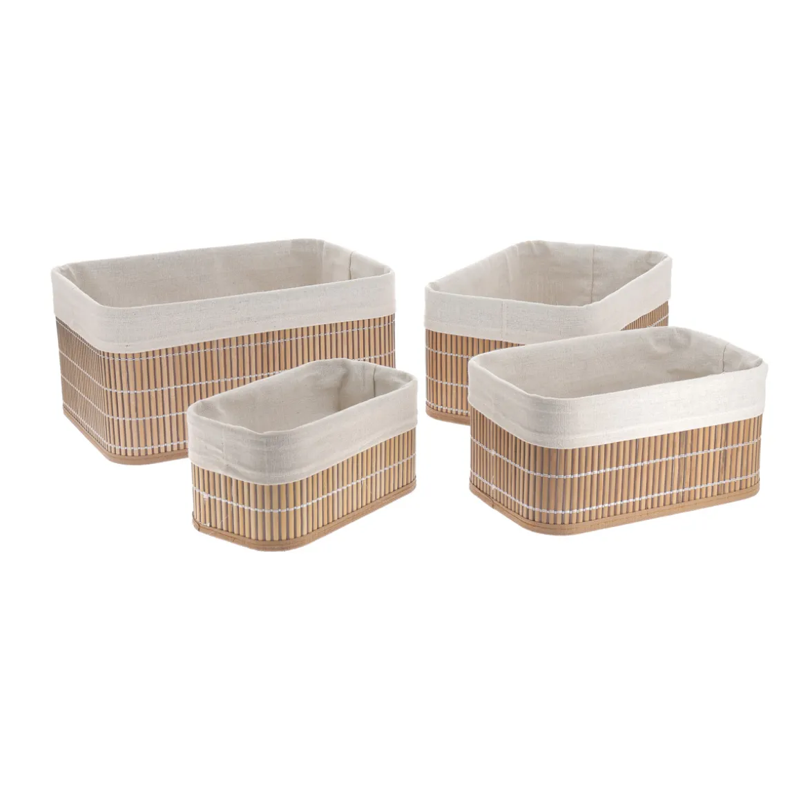 Cesta De Bambú Forrada C/Tela Tam.3/4