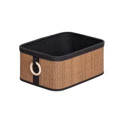 Cesta de baño de bambú con asa de madera 26x36cm