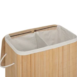Cesta de baño de bambú con tejido doble