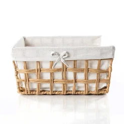 Cesta de baño natural y lino 35X28X17cm