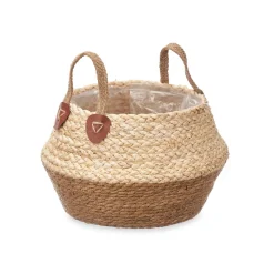 Cesta De Rafia Beige y Marrón 30cm