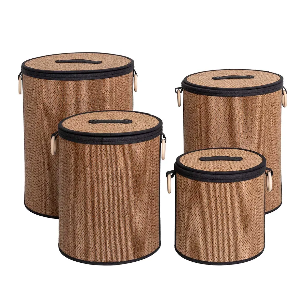 Cesta para colada con tapa y asa de madera 48cm