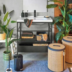 Cesta para colada con tapa y asa de madera 41cm