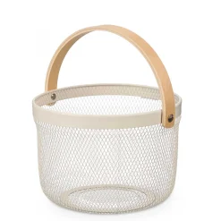 Cesta redonda de metal blanco 25.5cm