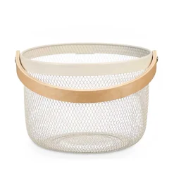Cesta redonda de metal blanco 25.5cm