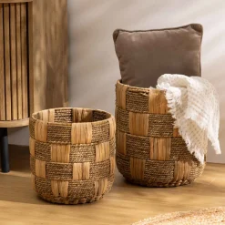 Cesta redonda NADI marrón de yute 30cm