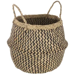 Cesta Seagrass Negra Con Asas 15x37Cm