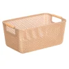 Cesto beige con asa de bambú 36x22cm