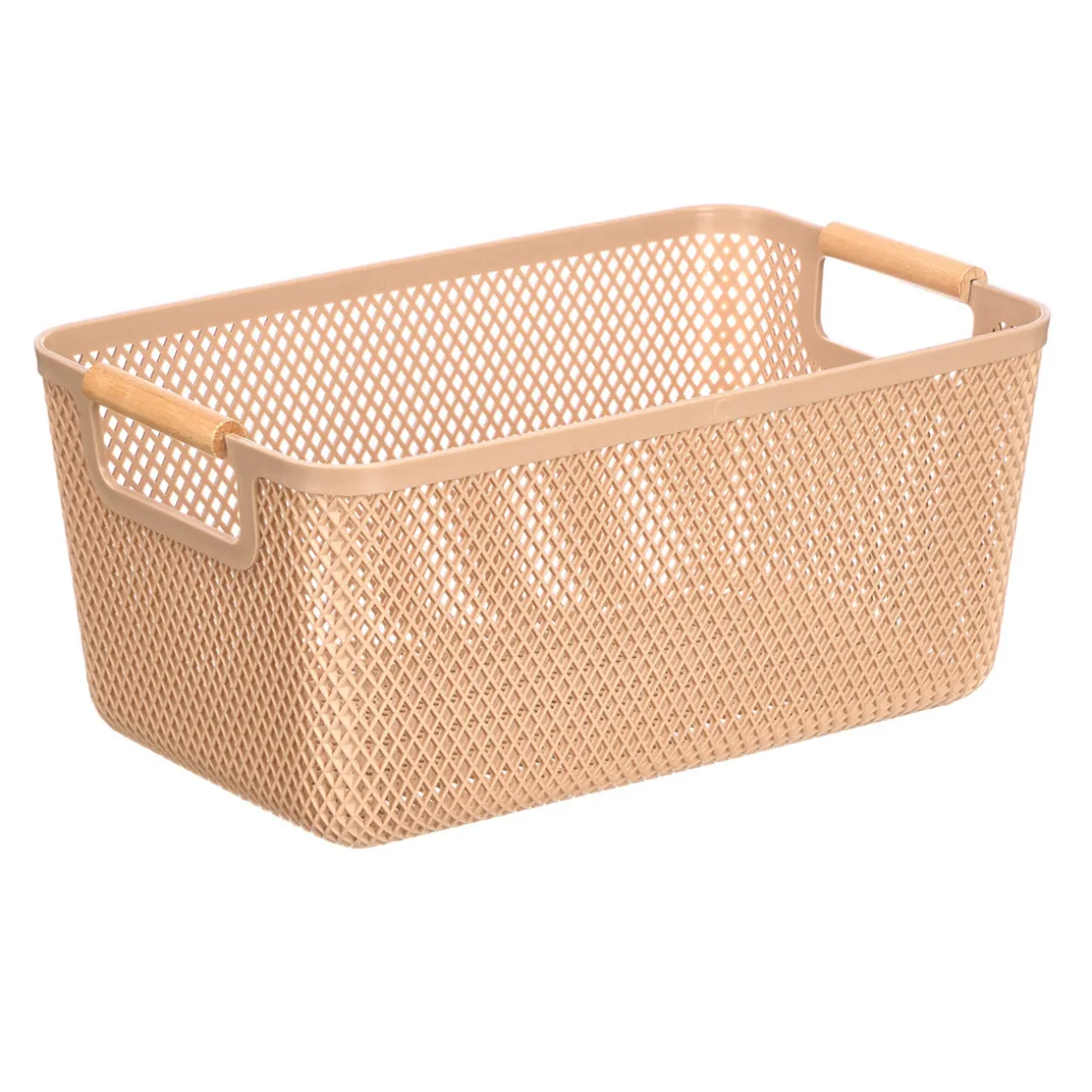 Cesto beige con asa de bambú 32x20.5cm