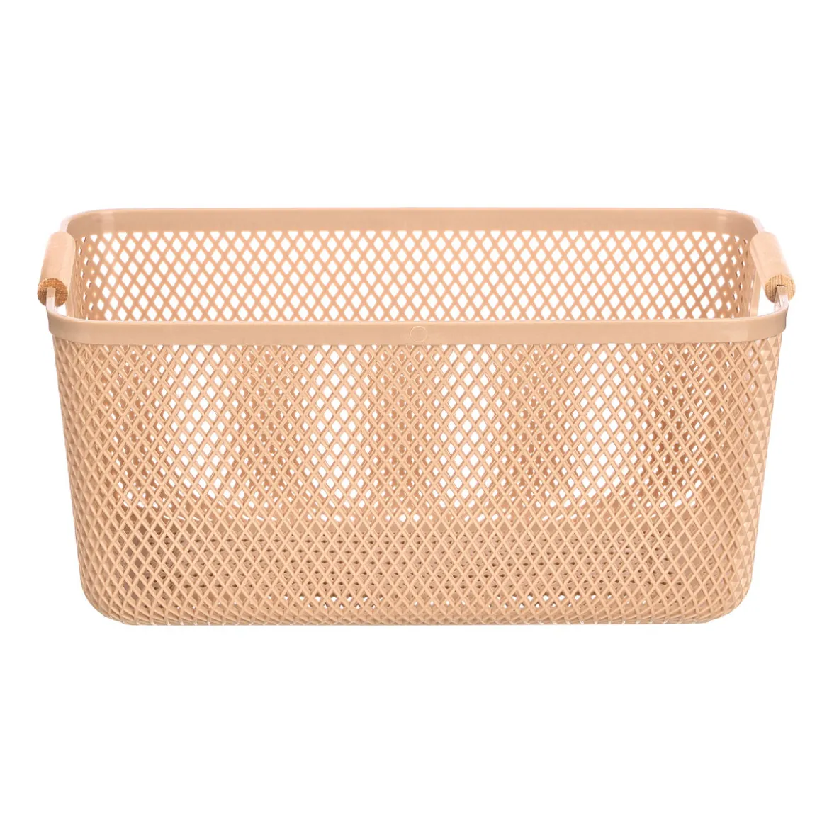 Cesto beige con asa de bambú 32x20.5cm