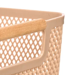 Cesto beige con asa de bambú 32x20.5cm