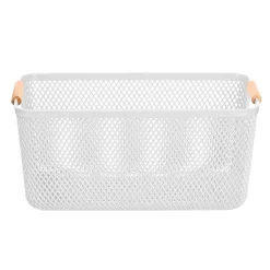 Cesto blanco con asa de bambú 36x22cm