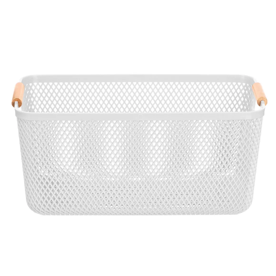 Cesto blanco con asa de bambú 36x22cm