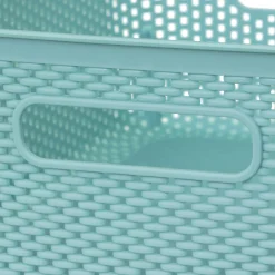 Cesto De Almacenaje De Crochet Azul 4L