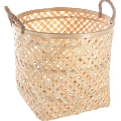 Cesto De Bambú Natural Con Asas 35x35Cm