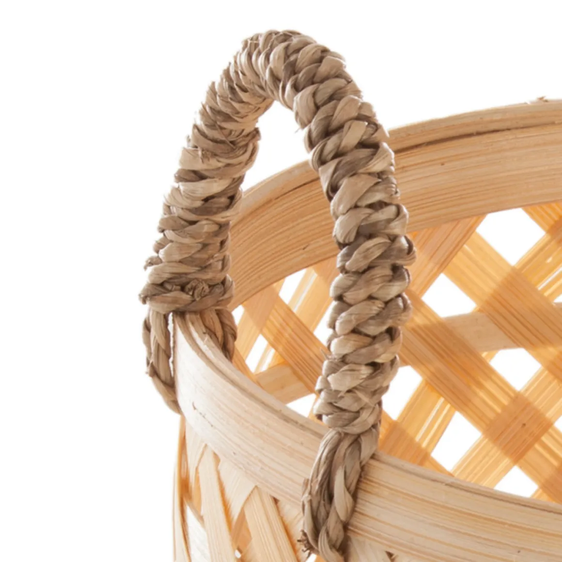 Cesto De Bambú Natural Con Asas