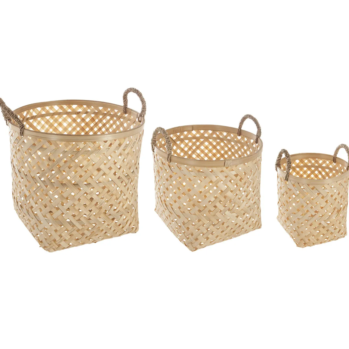 Cesto De Bambú Natural Con Asas